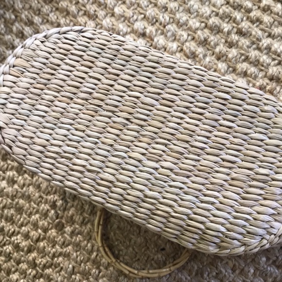 Vintage Woven Straw Floral Tote with Bamboo Handles & Solid Pink Lining - Picture 14 of 17